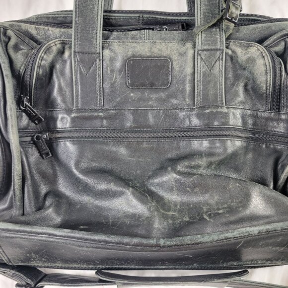 Tumi Alpha Black Leather Expandable Organizer Briefcase Bag - Picture 3 of 9